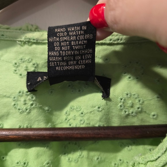 ANNE CARSON Woman Lime Green Eyelet Embroidered Cotton Jacket‎ 1X - Picture 4 of 4